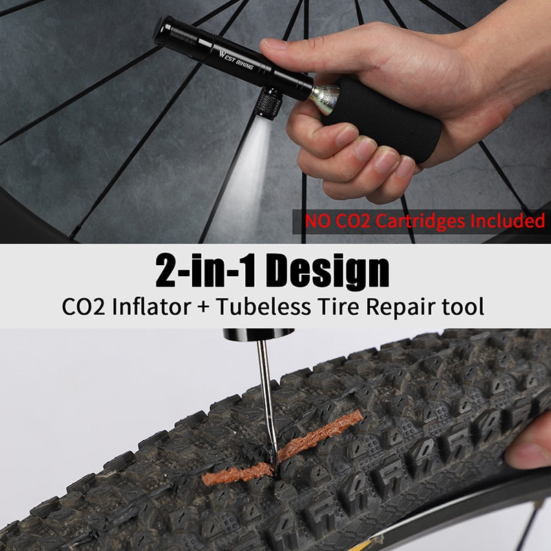 WEST BIKING™ 2 in 1 CO2 Pump & Tubeless Tire Repair Tool