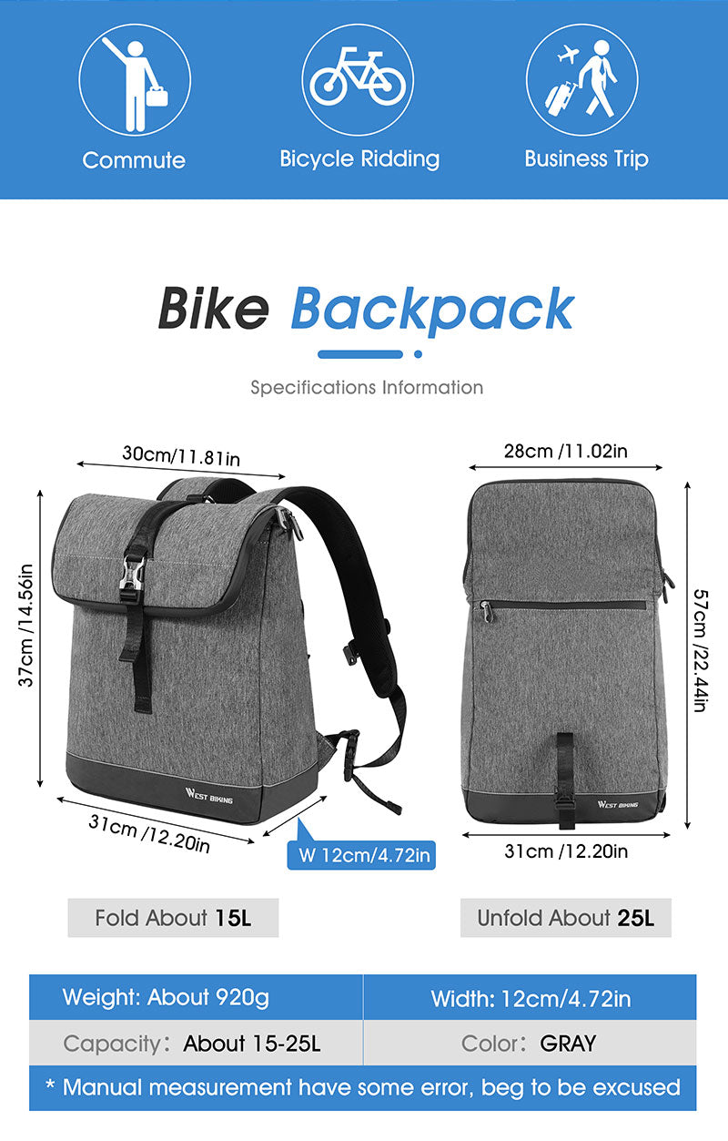 WEST BIKING Multifunctional Bike Bag Rear Seat Trunk Bag