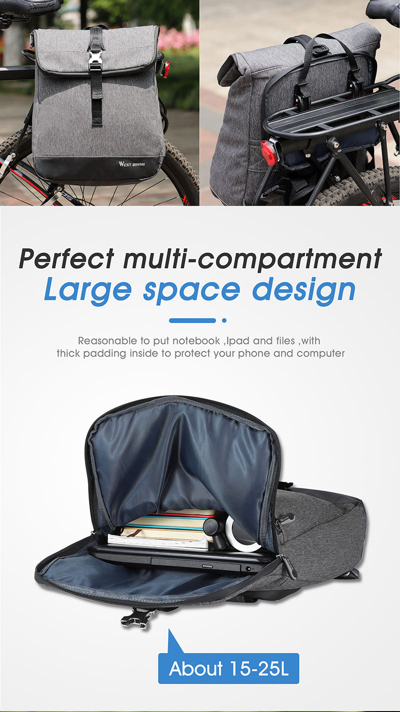 WEST BIKING Multifunctional Bike Bag Rear Seat Trunk Bag